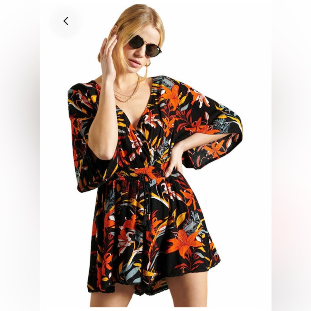 Floral Wrap Dress with Bell Sleeves